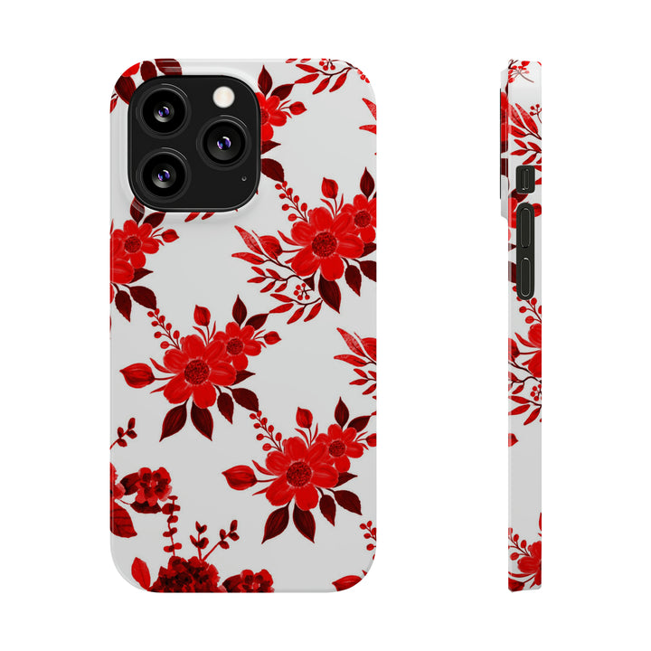 Slim Cute Phone Cases for Iphones - | iPhone 15 Case | iPhone 15 Pro Max Case, Iphone 14 Case, Iphone 14 Pro Max, Iphone 13, Red White Flowers - Studio40ParkLane