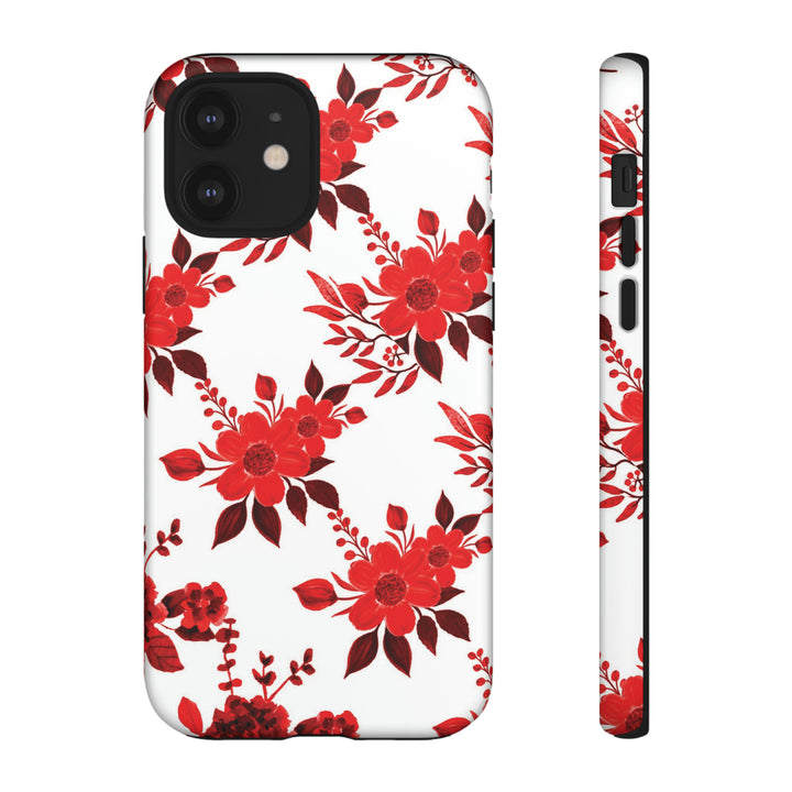 Cute IPhone Case | Red White Flowers, iPhone 15 Case | iPhone 15 Pro Case, Iphone 14 Case, Iphone 14 Pro Max Case, Protective Iphone Case - Studio40ParkLane