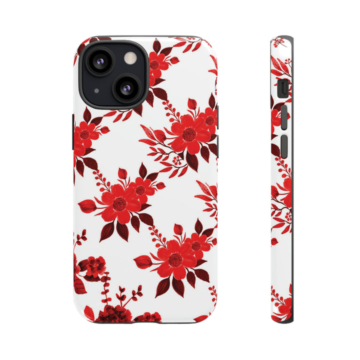 Cute IPhone Case | Red White Flowers, iPhone 15 Case | iPhone 15 Pro Case, Iphone 14 Case, Iphone 14 Pro Max Case, Protective Iphone Case - Studio40ParkLane