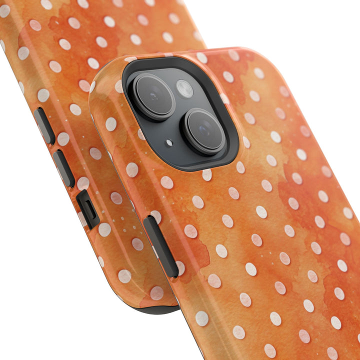 Aesthetic Tough Magsafe Orange Polka Dots Phone Case - For iPhone 17 Pro Max iPhone 16 Pro iPhone 15 Iphone 14 Plus 13 Pro 12 11 10 XR - Studio40ParkLane