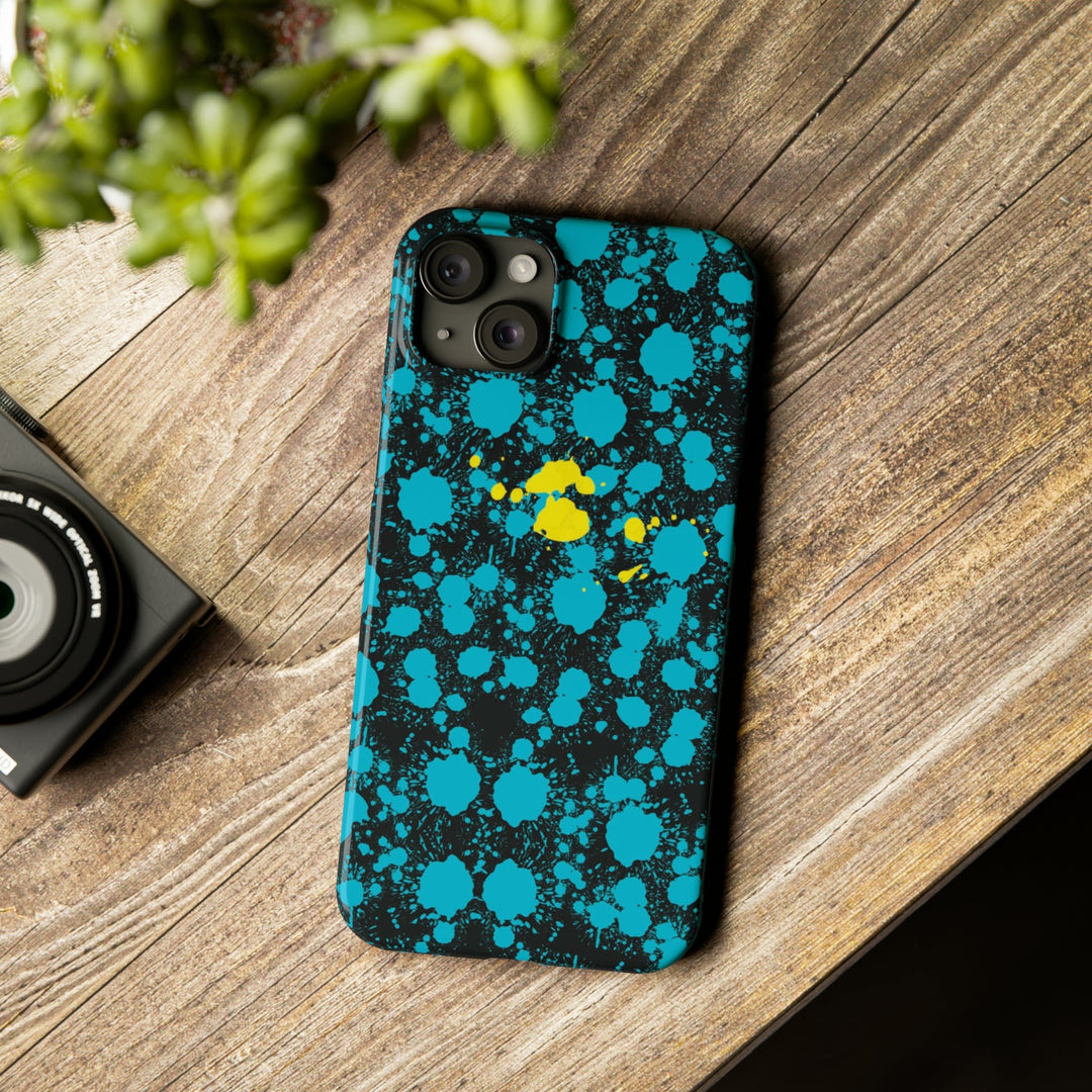 Slim Cute Phone Cases for Iphone - | iPhone 15 Case | iPhone 15 Pro Max Case, Iphone 14 Case, Iphone 14 Pro Max, Iphone 13, Paint Splash Blue Yellow - Studio40ParkLane