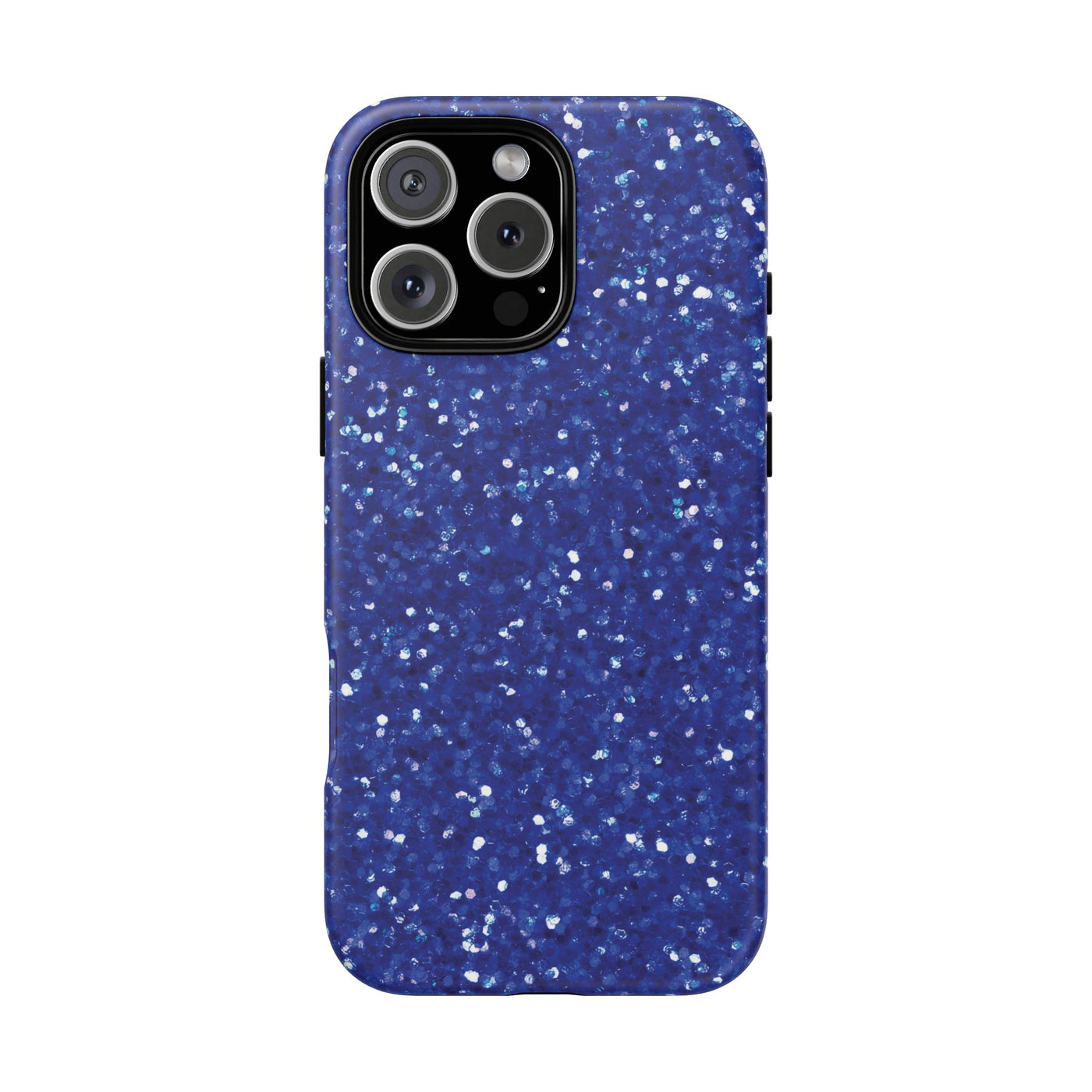 Chic Blue Faux Play on Glitter Effect Cute Phone Case, for IPhone 16 pro Max | Iphone 15, Iphone 14, IPhone 13 Case, 11 8 7, Samsung Galaxy S24, S23, S22, S21, 2 Layer Protection