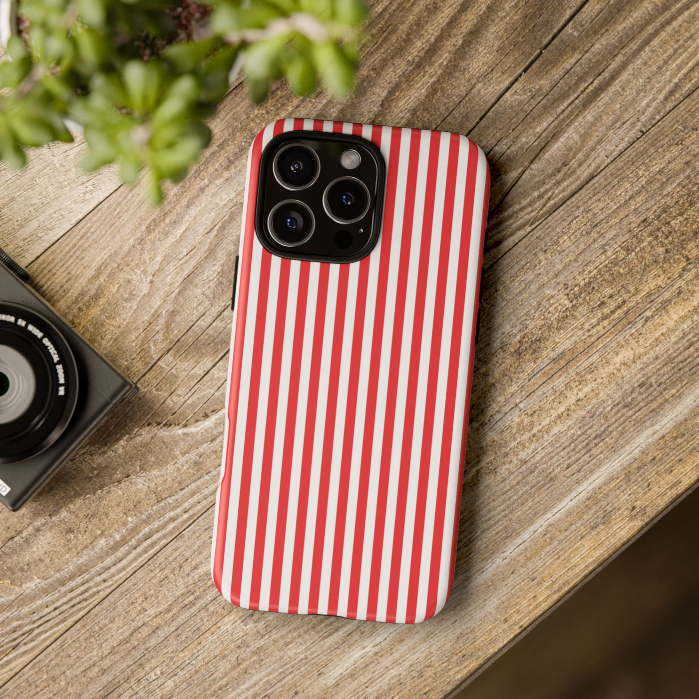 Tough Premium Poppy Red Stripes Phone Case Gift for Her - For Apple iPhone 16 Pro Max 16e iPhone 15 Pro iPhone Iphone 14 Plus 13 Pro 12 SE XR - Studio40ParkLane