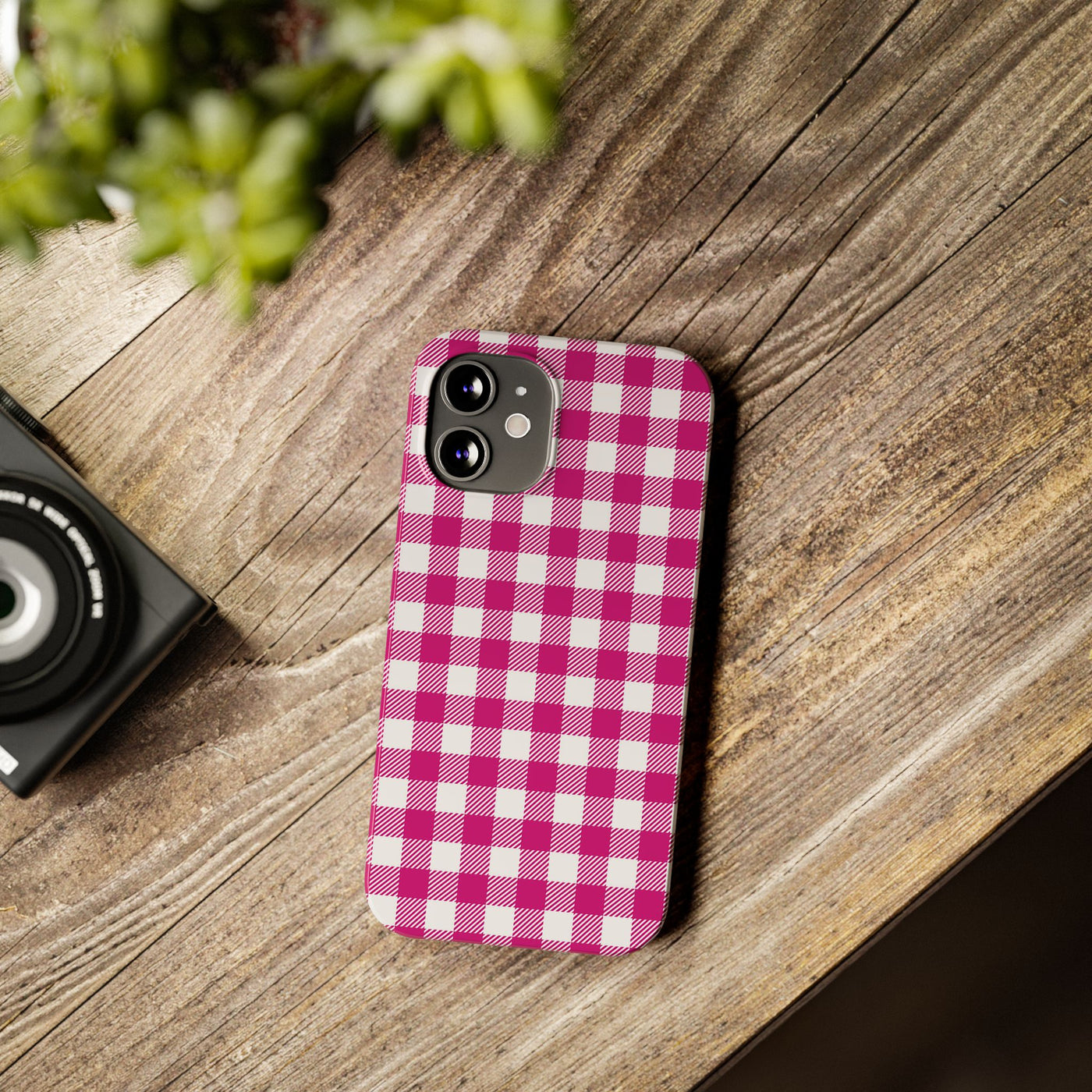 Slim Pink Gingham Gift for Her Cute Phone Cases for Iphone 16 Pro Max | iPhone 15 Case | iPhone 15 Pro Max Case, Iphone 14, 13, 12, 11, 10, 8, 7