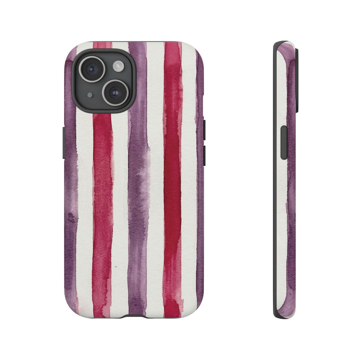 Tough Cute Wine Red Purple Stripes Phone Case, for IPhone 17 Pro Max | Iphone 17 Air, Iphone 16, IPhone 15, 14 13 12, Samsung Galaxy S26, S25, S24, S23 - Studio40ParkLane