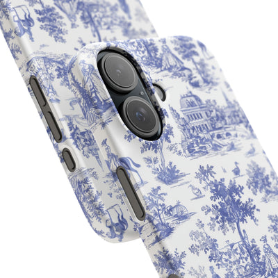Snap Blue Vintage French Toile Cute Phone Cases for Samsung Galaxy S24, S23, S22, S21, S20, Plus, Ultra, Iphone 16, 15, 14, Pro and Max