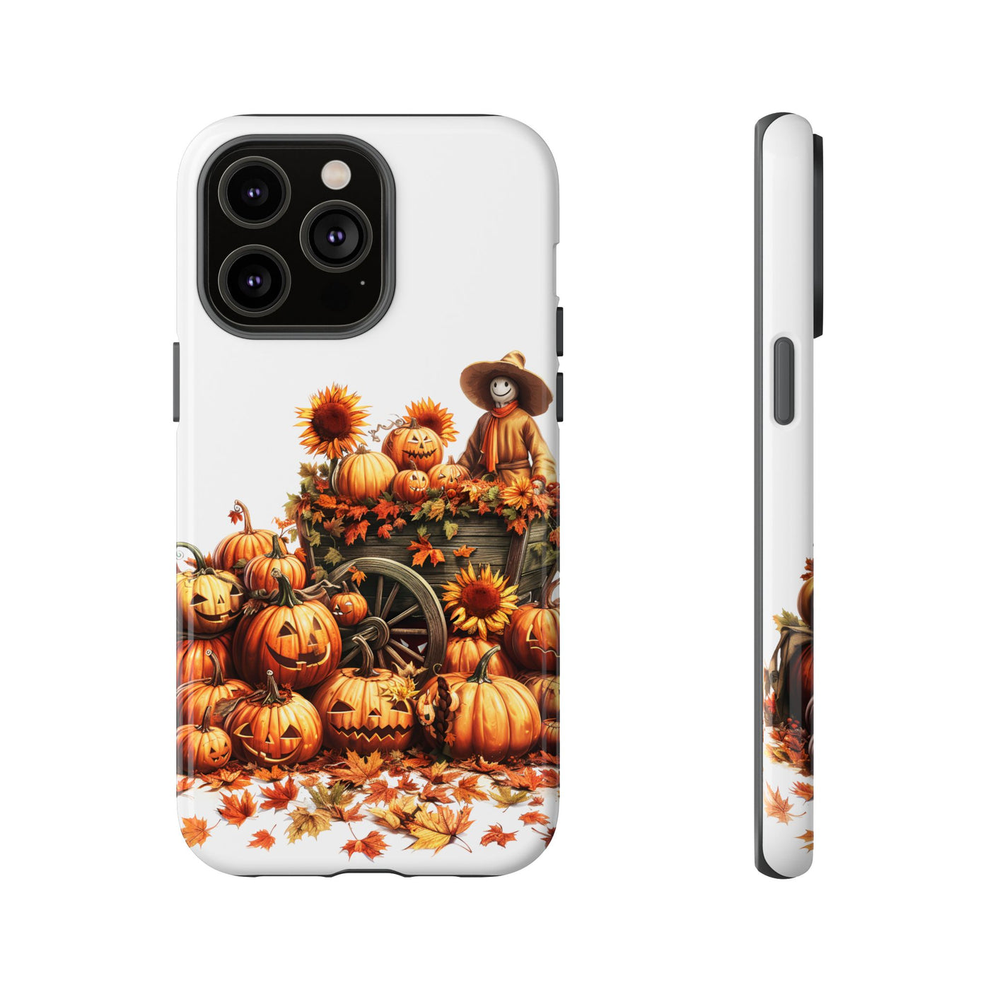 Impact Resistant, Fall Leaves Scarecrow, Cute Phone Cases for Samsung S24, S23, S22, S21, IPhone 15 pro Iphone 14 pro Iphone 13 IPhone 12 Iphone 11