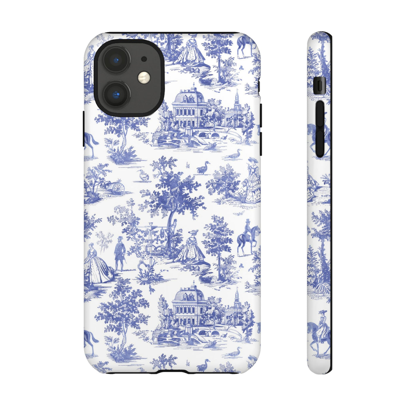 Premium Tough Blue French Toile Gift for Her Cute Phone Cases for Samsung and Iphone, 16, 15, 14, S24, S23, S22, S21, S20, Plus, Ultra, Pro