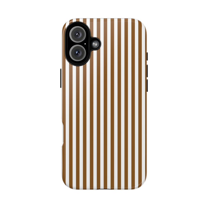 Tough Premium Mocca Brown Stripes Phone Case Gift for Her - For Apple iPhone 16 Pro Max 16e iPhone 15 Pro iPhone Iphone 14 Plus 13 Pro 12 SE XR - Studio40ParkLane