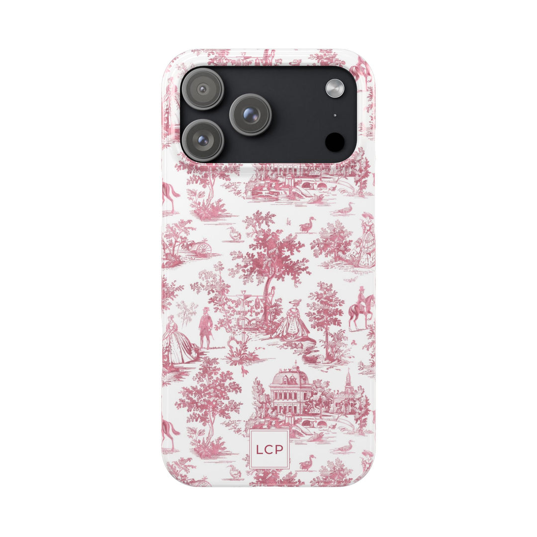 Slim Personalized Slim Pink Vintage French Toile Cute Phone Cases for Iphone 16 Pro Max | iPhone 15 Case | iPhone 15 Pro Max Case, Iphone 14, Iphone 14 Pro Max, Iphone 13 12 11 8 7 - Studio40ParkLane