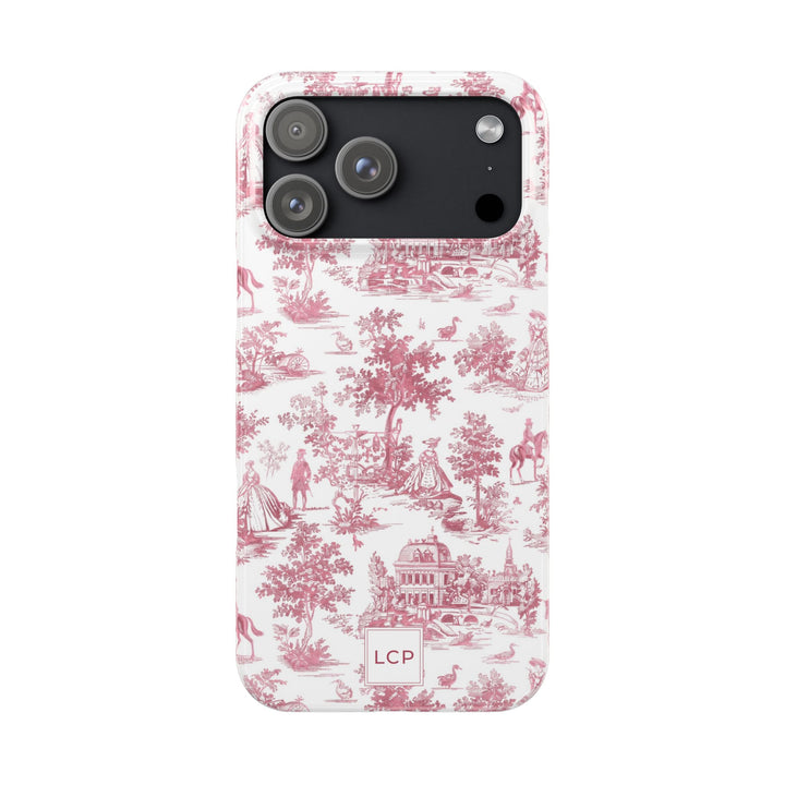 Slim Personalized Slim Pink Vintage French Toile Cute Phone Cases for Iphone 16 Pro Max | iPhone 15 Case | iPhone 15 Pro Max Case, Iphone 14, Iphone 14 Pro Max, Iphone 13 12 11 8 7 - Studio40ParkLane