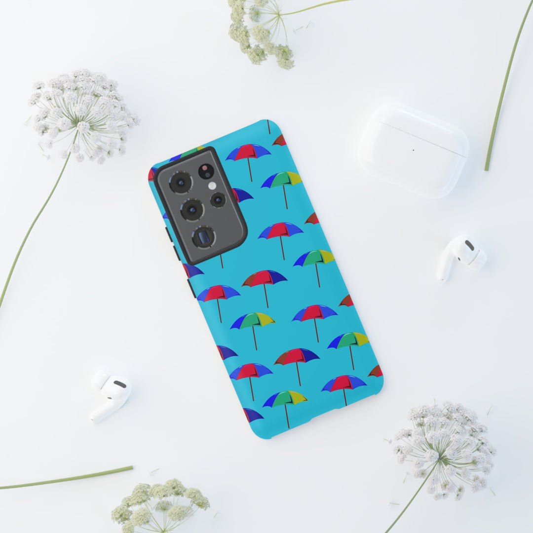 Cute Samsung Phone Case | Aesthetic Samsung Phone Case | Galaxy S23, S22, S21, S20 | Colorful Beach Parasols Blue, Protective Phone Case - Studio40ParkLane