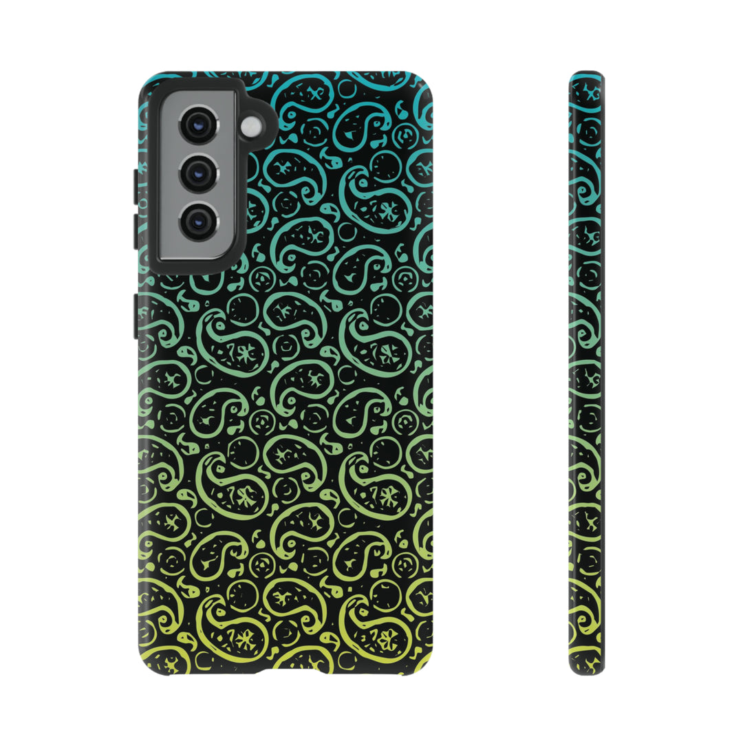 Cute Samsung Phone Case | Aesthetic Samsung Phone Case | Paisley Blue Yellow Black | Galaxy S23, S22, S21, S20 | Luxury Double Layer | Cool - Studio40ParkLane