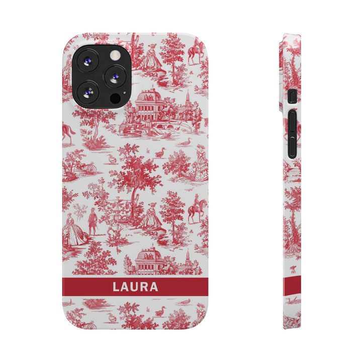 Slim French Toile Personalized Initial Custom Gift for Her Cute Phone Cases for Iphone 16 Pro Max | iPhone 15 Case | iPhone 15 Pro Max Case, Iphone 14, 13, 12, 11, 10, 8, 7 - Studio40ParkLane