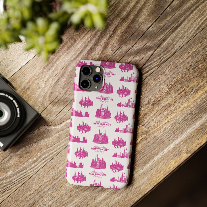 Slim New York Skyline Pink Collage Coquette Gift for Her Cute Phone Cases for Iphone 16 Pro Max | iPhone 15 Case | iPhone 15 Pro Max Case, Iphone 14, Iphone 14 Pro Max, Iphone 13 12 11 8 7 - Studio40ParkLane