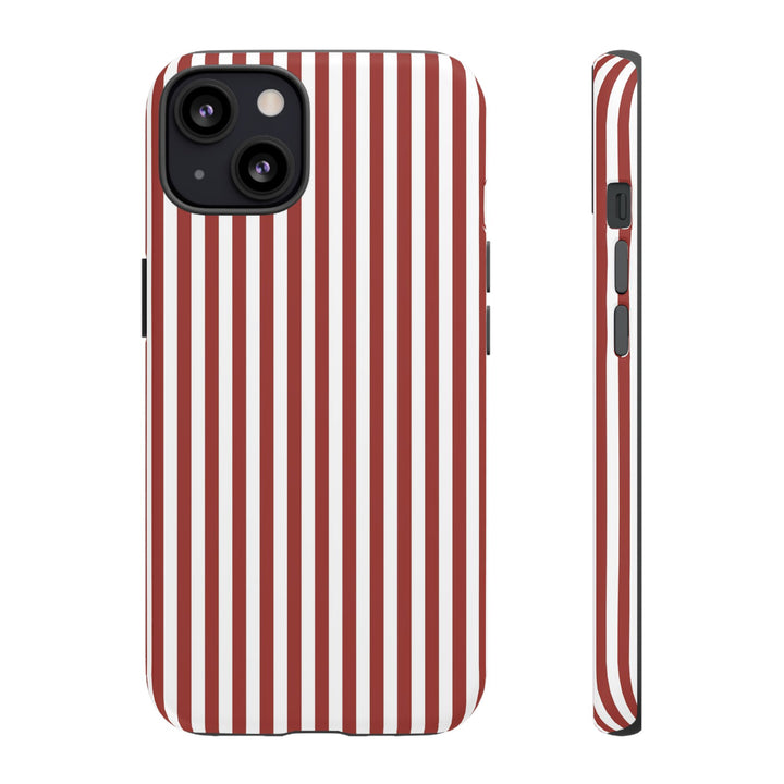 Tough Premium Red Stripes Phone Case Gift for Her - For Apple iPhone 16 Pro Max 16e iPhone 15 Pro iPhone Iphone 14 Plus 13 Pro 12 SE XR - Studio40ParkLane