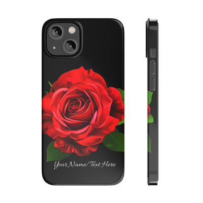 Slim Custom Personalized Red Rose Flowers Gift for Her Cute Phone Cases for Iphone 16 Pro Max | iPhone 15 Case | iPhone 15 Pro Max Case, Iphone 14, Iphone 14 Pro Max, Iphone 13 12 11 8 7