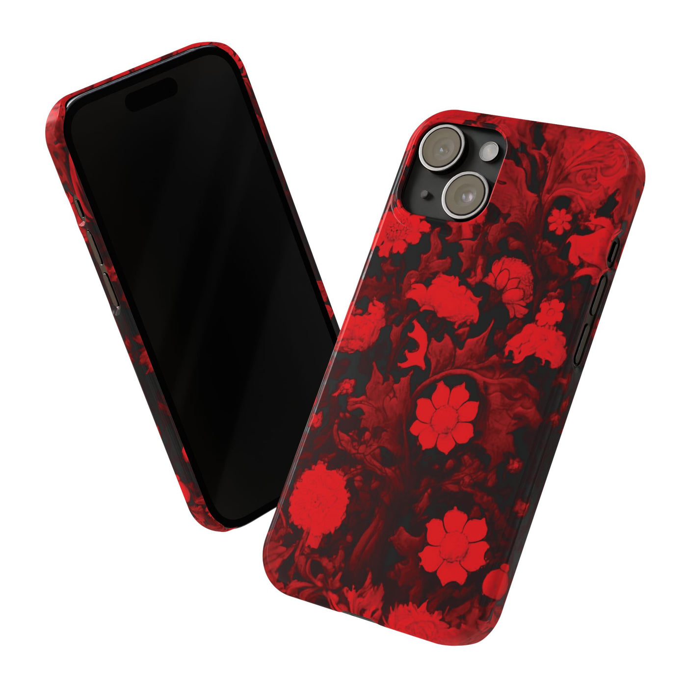 Slim Cute Phone Cases for Iphone - | iPhone 15 Case | iPhone 15 Pro Max Case, Iphone 14 Case, Iphone 14 Pro Max, Iphone 13, Red Flowers