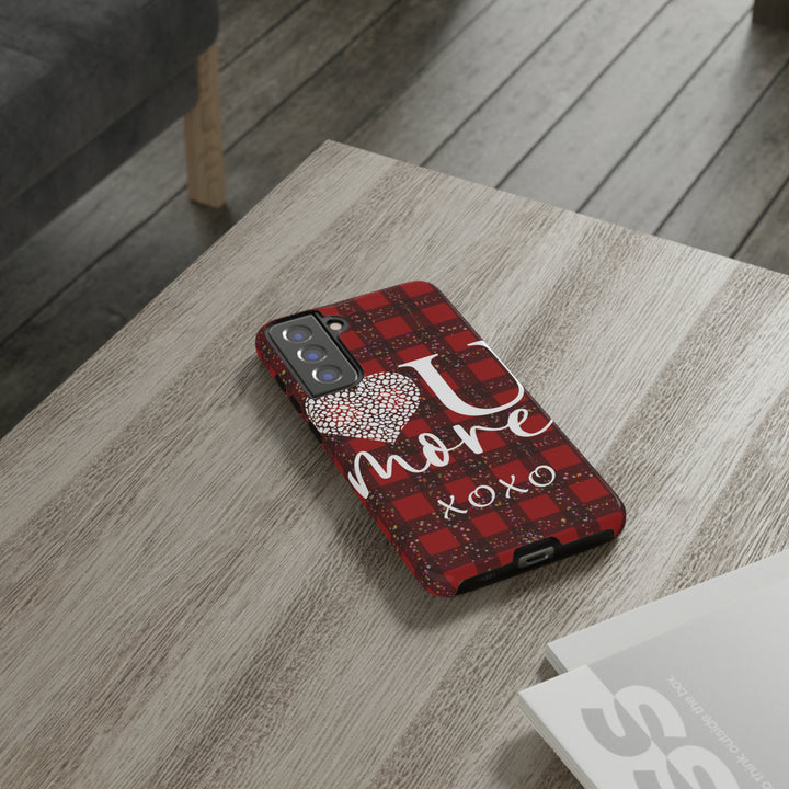 Cute Samsung Phone Cases, Designer Samsung Galaxy S23 Phone Case, Samsung S22 Case, Samsung S21 Case, Samsung S20 Case, Red Plaid Love You - Studio40ParkLane