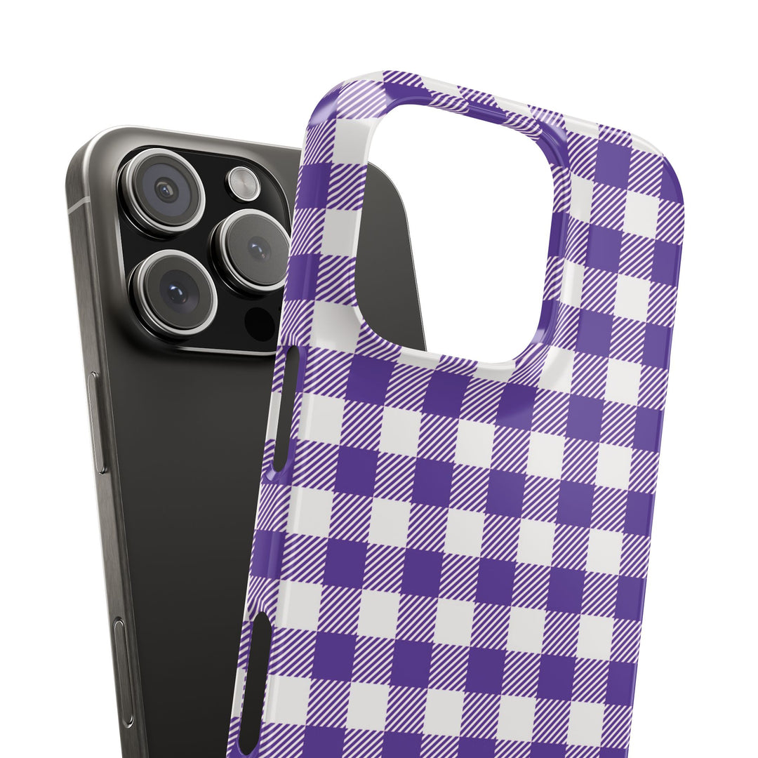 Slim Purple Gingham Gift for Her Cute Phone Cases for Iphone 16 Pro Max | iPhone 15 Case | iPhone 15 Pro Max Case, Iphone 14, 13, 12, 11, 10, 8, 7 - Studio40ParkLane