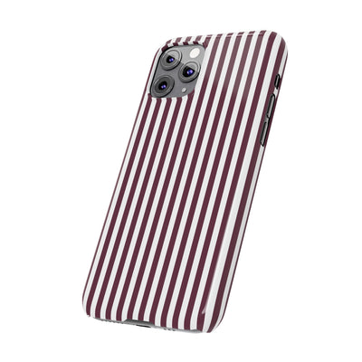 Slim Burgundy Wine Striped Cute Phone Case for Iphone 16 - | iPhone 15 Pro Max Case | iPhone 14 Case Iphone 13 12 11 10 9 8 7 Gift for Her - Studio40ParkLane