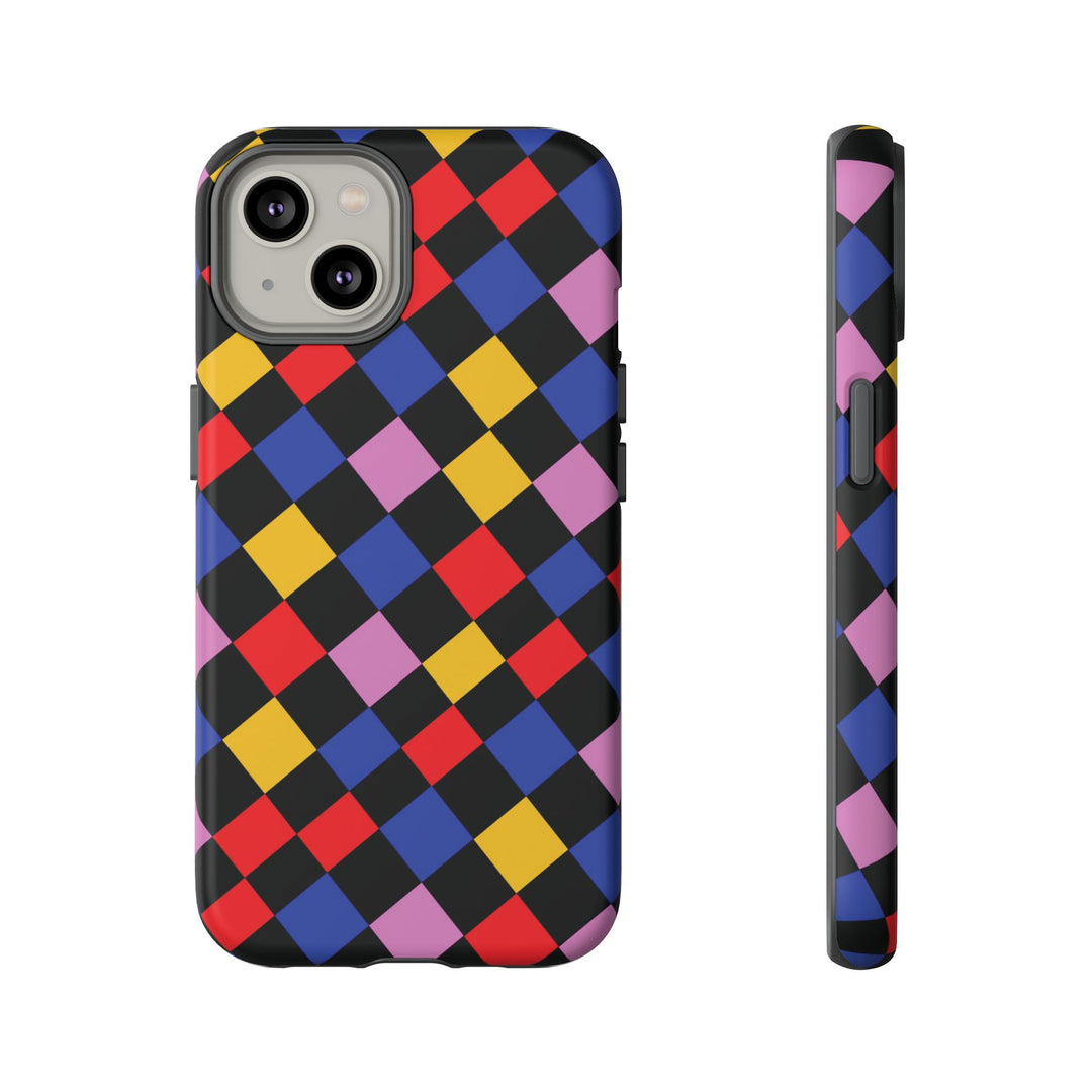 Aesthetic Tough Colorful Checkerboard Phone Case Premium - For iPhone 17 Pro Max iPhone 16 Pro iPhone 15 Iphone 14 Plus 13 Pro 12 11 10 XR - Studio40ParkLane