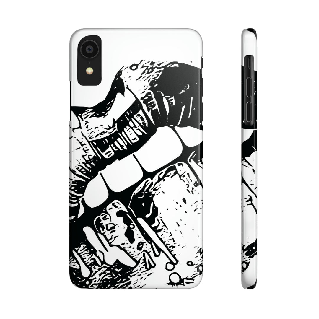 Slim Cute Phone Cases for Iphone - | iPhone 15 Case | iPhone 15 Pro Max Case, Iphone 14 Case, Iphone 14 Pro Max, Iphone 13, Smile Lips Black and White - Studio40ParkLane