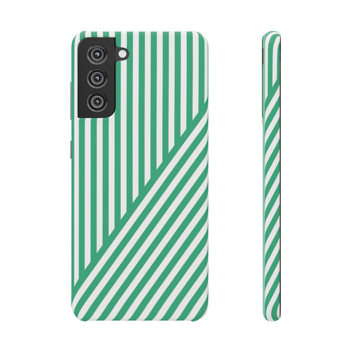 Aesthetic Emerald Stripes Cute Phone Case Sleek Snap - For iPhone 17 Pro Max iPhone 16 Pro iPhone 15 Iphone 14 Plus 13 Pro 12 11 10 Gift