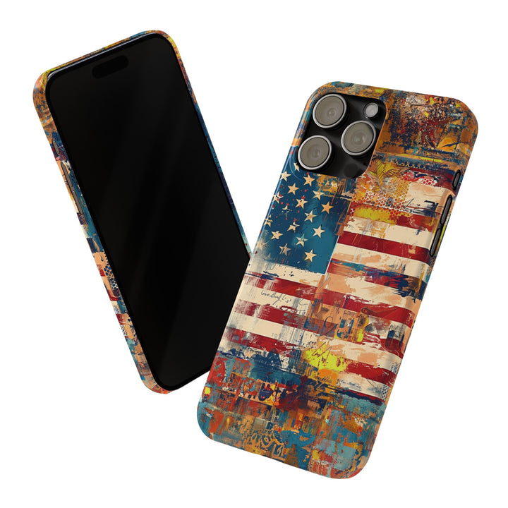 Slim Cute Phone Cases for Iphone | iPhone 15 Case | iPhone 15 Pro Max Case, Iphone 14, Iphone 14 Pro Max, Iphone 13, US Flag Abstract - Studio40ParkLane
