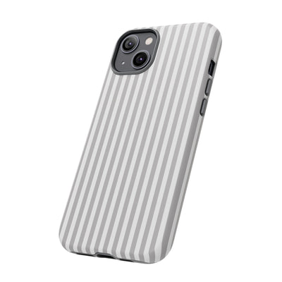 Tough Premium Ash Grey Stripes Phone Case Gift for Her - For Apple iPhone 16 Pro Max 16e iPhone 15 Pro iPhone Iphone 14 Plus 13 Pro 12 SE XR - Studio40ParkLane
