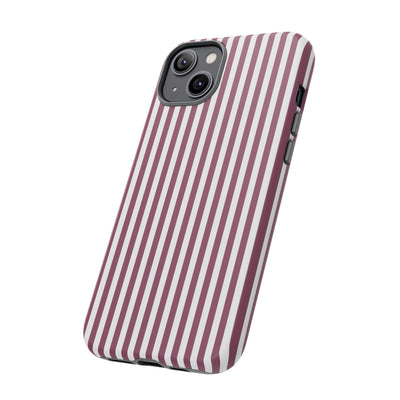 Tough Premium Old Claret Stripes Phone Case Gift for Her - For Apple iPhone 16 Pro Max 16e iPhone 15 Pro iPhone Iphone 14 Plus 13 Pro 12 SE XR - Studio40ParkLane