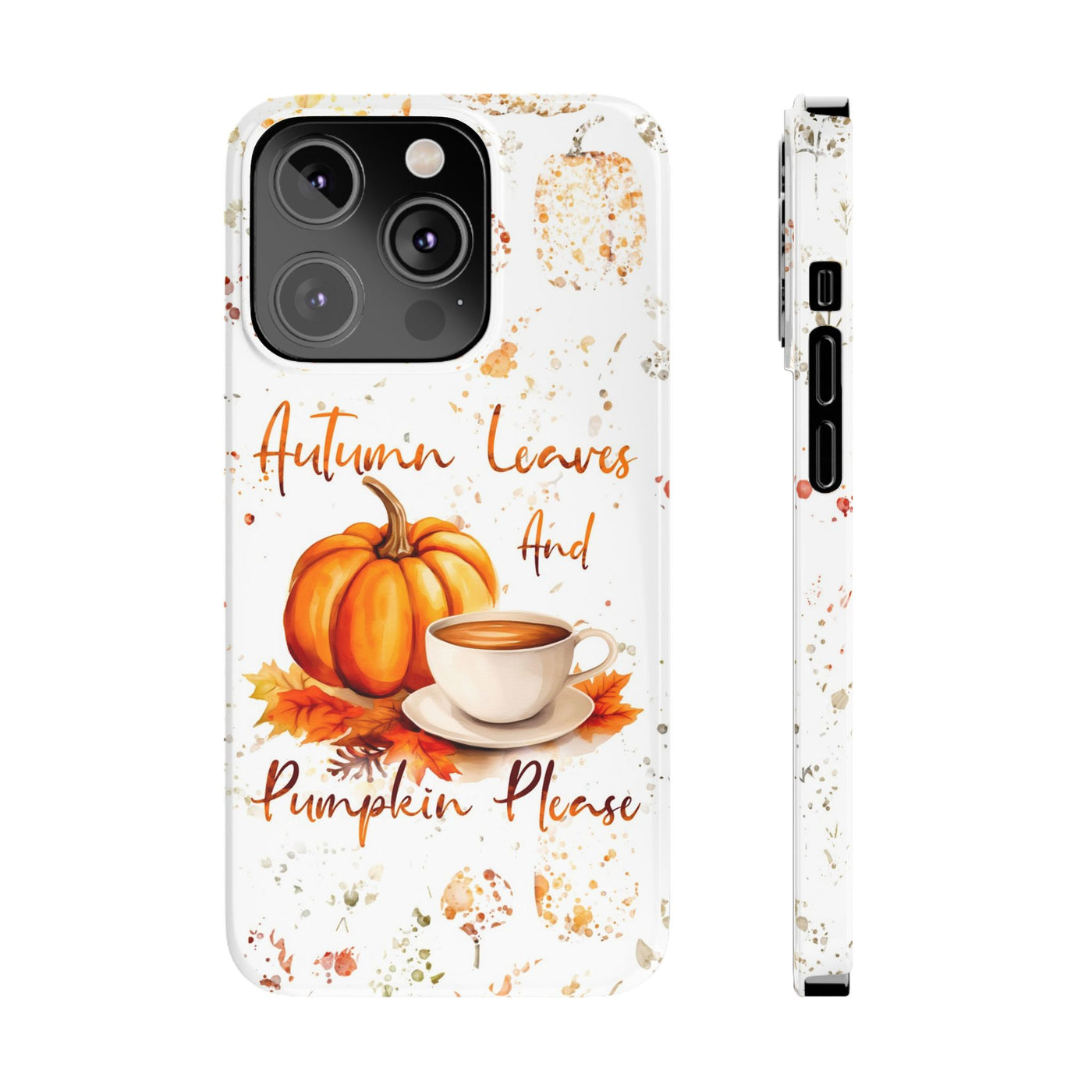 Fall Leaves and Pumpkins Slim Cute Phone Cases for Iphone  | iPhone 15 Case | iPhone 15 Pro Max Case, Iphone 14, Iphone 14 Pro Max, Iphone 13