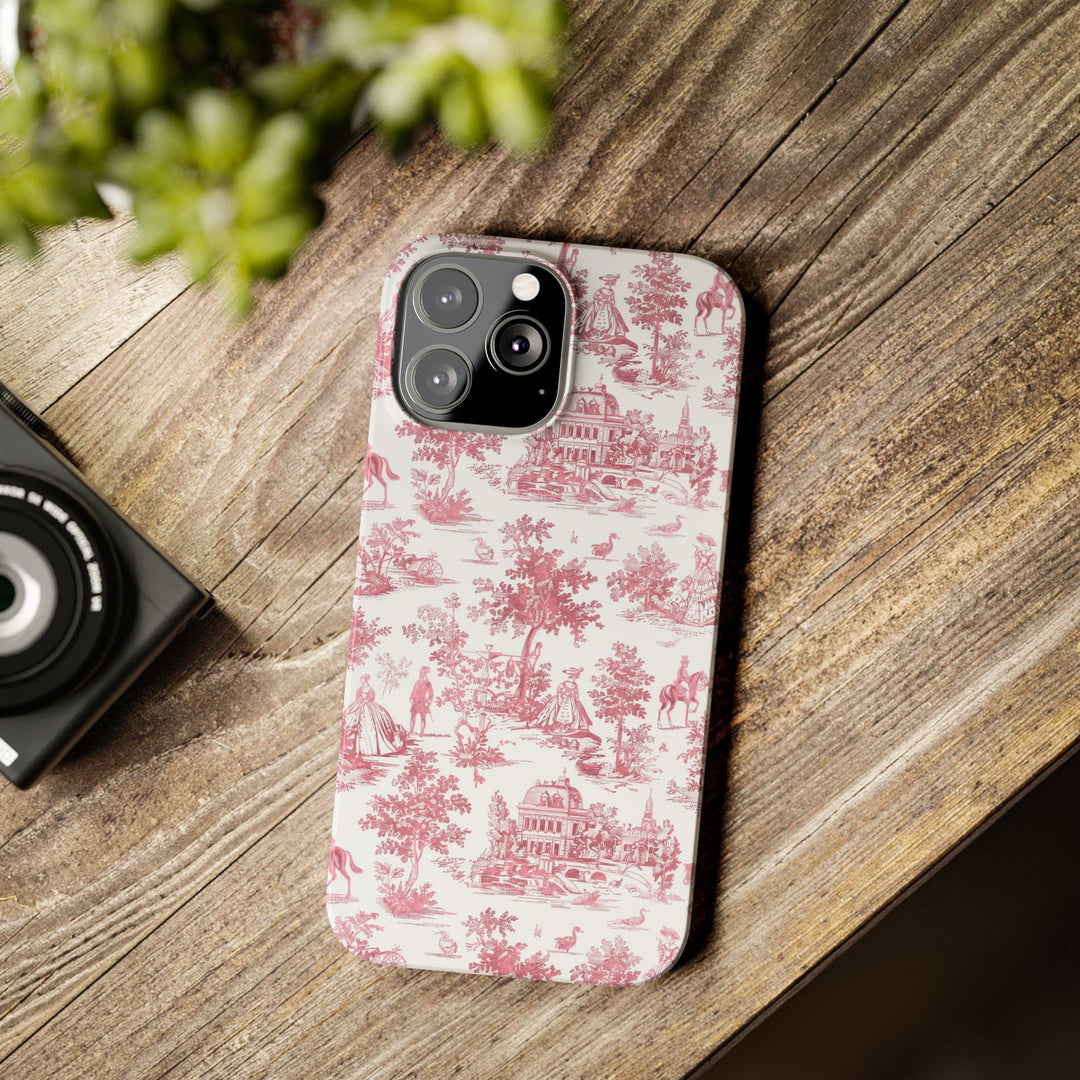Slim Pink Vintage French Toile Cute Phone Cases for Iphone 16 Pro Max | iPhone 15 Case | iPhone 15 Pro Max Case, Iphone 14, Iphone 14 Pro Max, Iphone 13 12 11 8 7 - Studio40ParkLane
