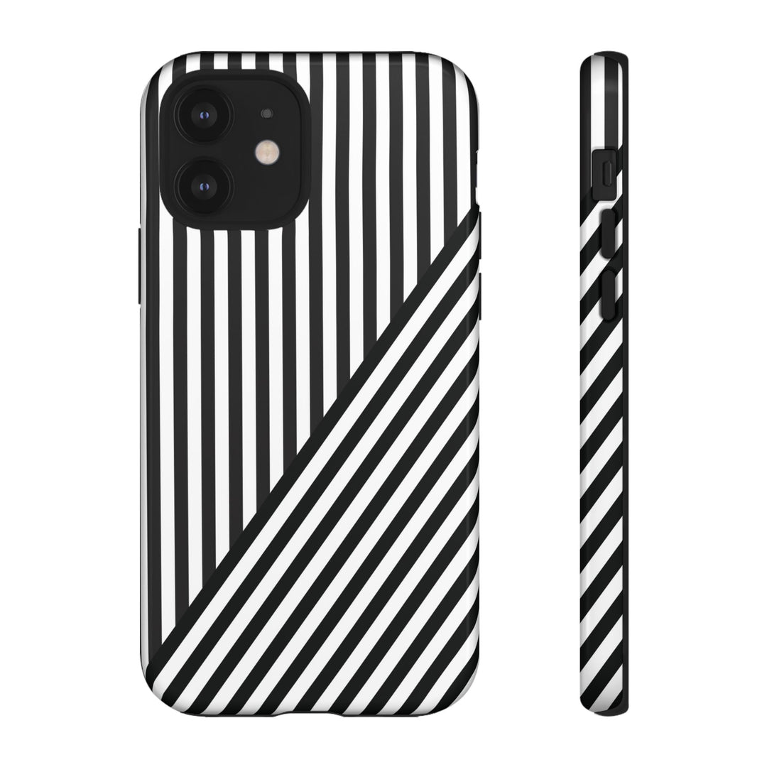 Aesthetic Tough Black White Stripes Phone Case - For iPhone 17 Pro Max iPhone 16 Pro iPhone 15 Iphone 14 Plus 13 Pro 12 11 10 XR - Studio40ParkLane