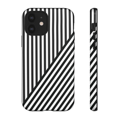Aesthetic Tough Black White Stripes Phone Case - For iPhone 17 Pro Max iPhone 16 Pro iPhone 15 Iphone 14 Plus 13 Pro 12 11 10 XR - Studio40ParkLane