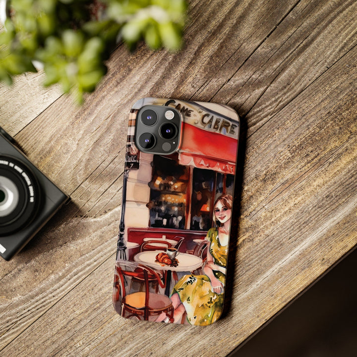 Slim Cute Phone Cases for Iphone - | iPhone 15 Case | iPhone 15 Pro Max Case, Iphone 14 Case, Iphone 14 Pro Max, Iphone 13, Paris Cafe Coffee Croissant - Studio40ParkLane