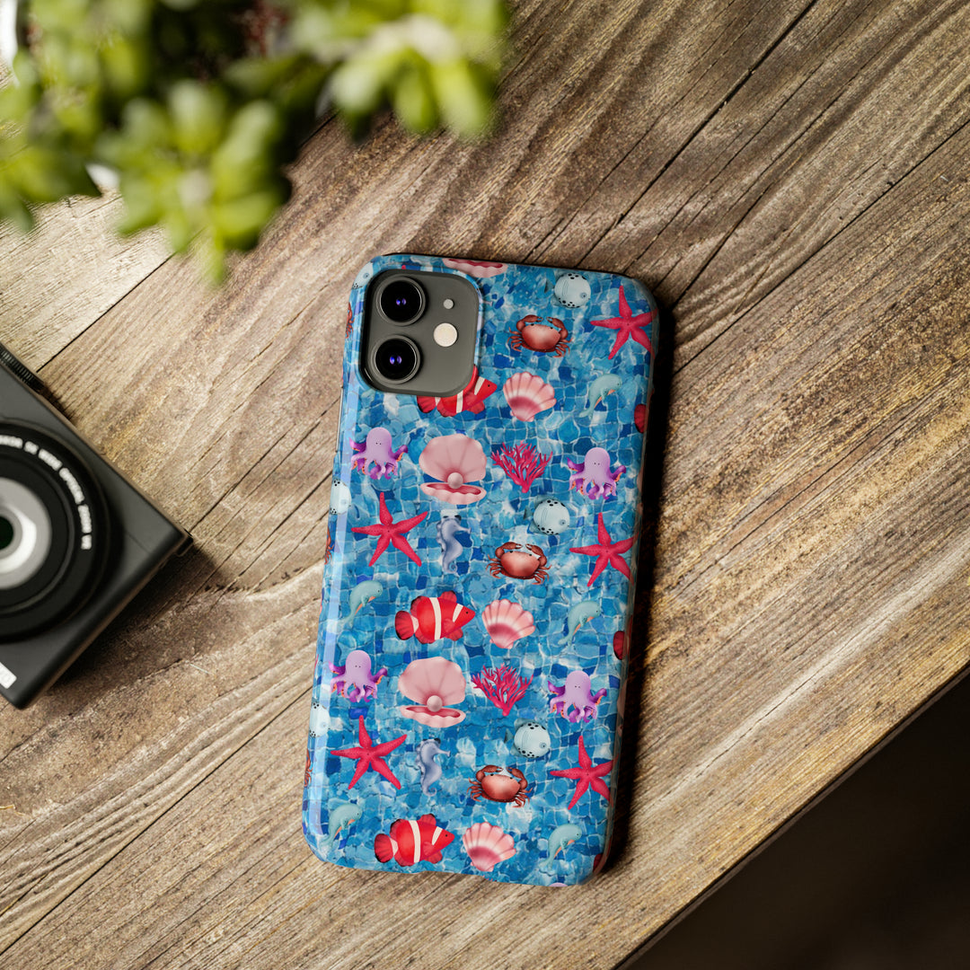 Slim Cute Phone Cases for Iphone - | iPhone 15 Case | iPhone 15 Pro Max Case, Iphone 14 Case, Iphone 14 Pro Max, Iphone 13, Blue Red Under Sea - Studio40ParkLane