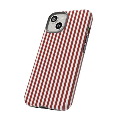 Tough Premium Red Stripes Phone Case Gift for Her - For Apple iPhone 16 Pro Max 16e iPhone 15 Pro iPhone Iphone 14 Plus 13 Pro 12 SE XR - Studio40ParkLane
