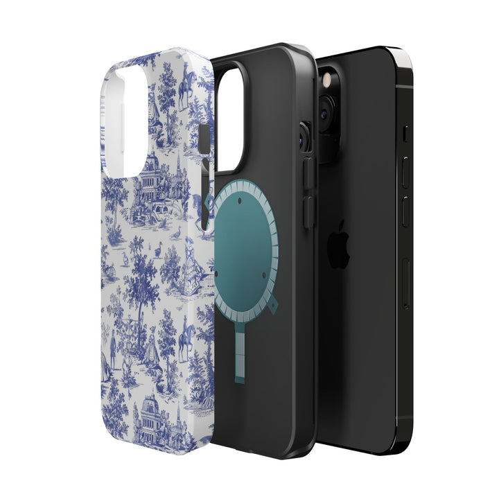 Blue Toile Magnetic Impact-Resistant Cute Phone Case for Iphone 16, iPhone 15 Pro Max Plus 14, 13, 12, 11 Gift for her - Studio40ParkLane