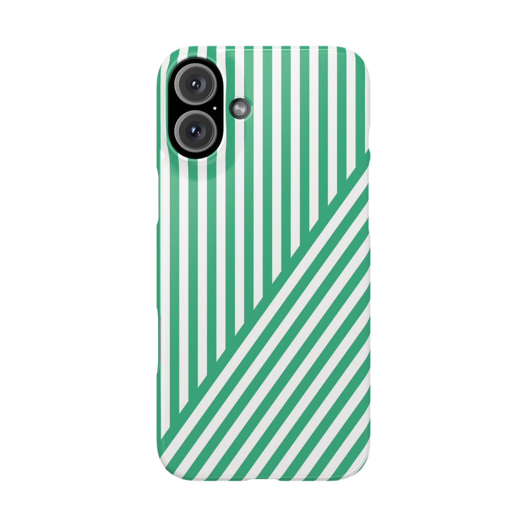 Aesthetic Emerald Stripes Cute Phone Case Sleek Snap - For iPhone 17 Pro Max iPhone 16 Pro iPhone 15 Iphone 14 Plus 13 Pro 12 11 10 Gift