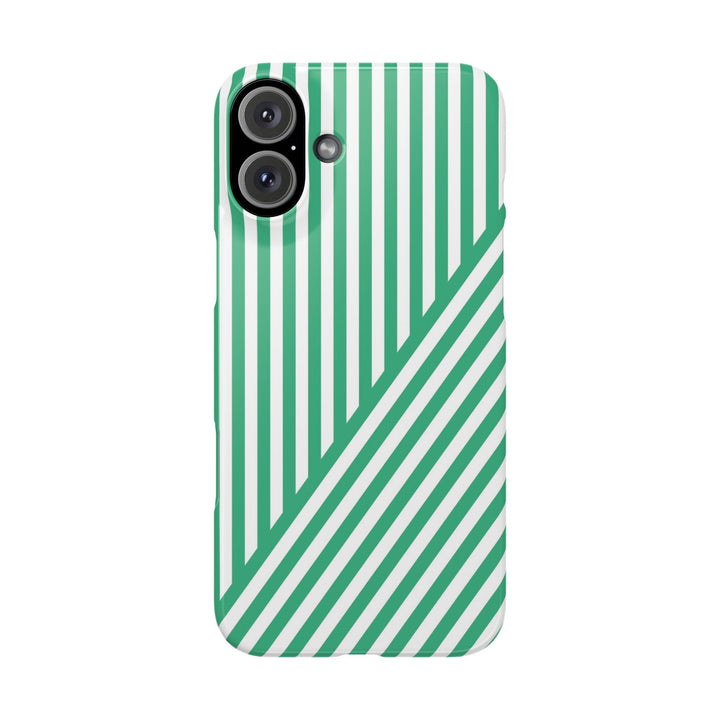 Aesthetic Emerald Stripes Cute Phone Case Sleek Snap - For iPhone 17 Pro Max iPhone 16 Pro iPhone 15 Iphone 14 Plus 13 Pro 12 11 10 Gift