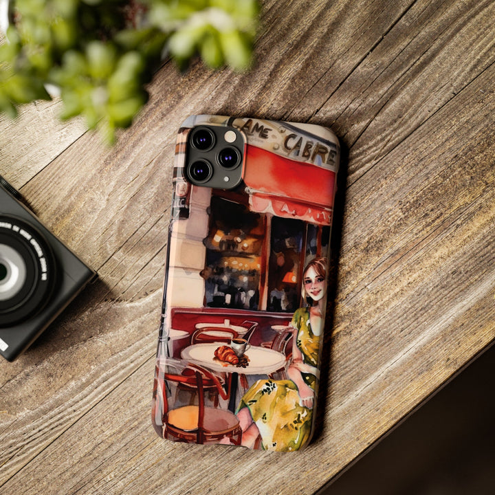 Slim Cute Phone Cases for Iphone - | iPhone 15 Case | iPhone 15 Pro Max Case, Iphone 14 Case, Iphone 14 Pro Max, Iphone 13, Paris Cafe Coffee Croissant - Studio40ParkLane