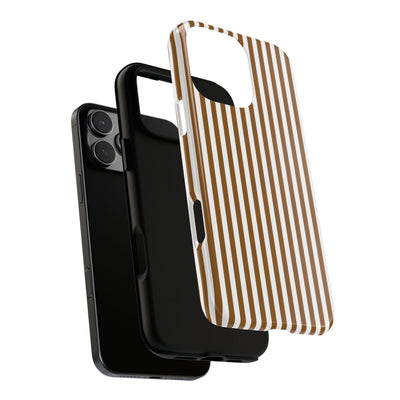 Tough Premium Mocca Brown Stripes Phone Case Gift for Her - For Apple iPhone 16 Pro Max 16e iPhone 15 Pro iPhone Iphone 14 Plus 13 Pro 12 SE XR - Studio40ParkLane