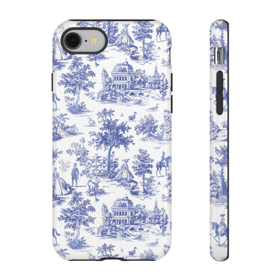 Premium Tough Blue French Toile Gift for Her Cute Phone Cases for Samsung and Iphone, 16, 15, 14, S24, S23, S22, S21, S20, Plus, Ultra, Pro