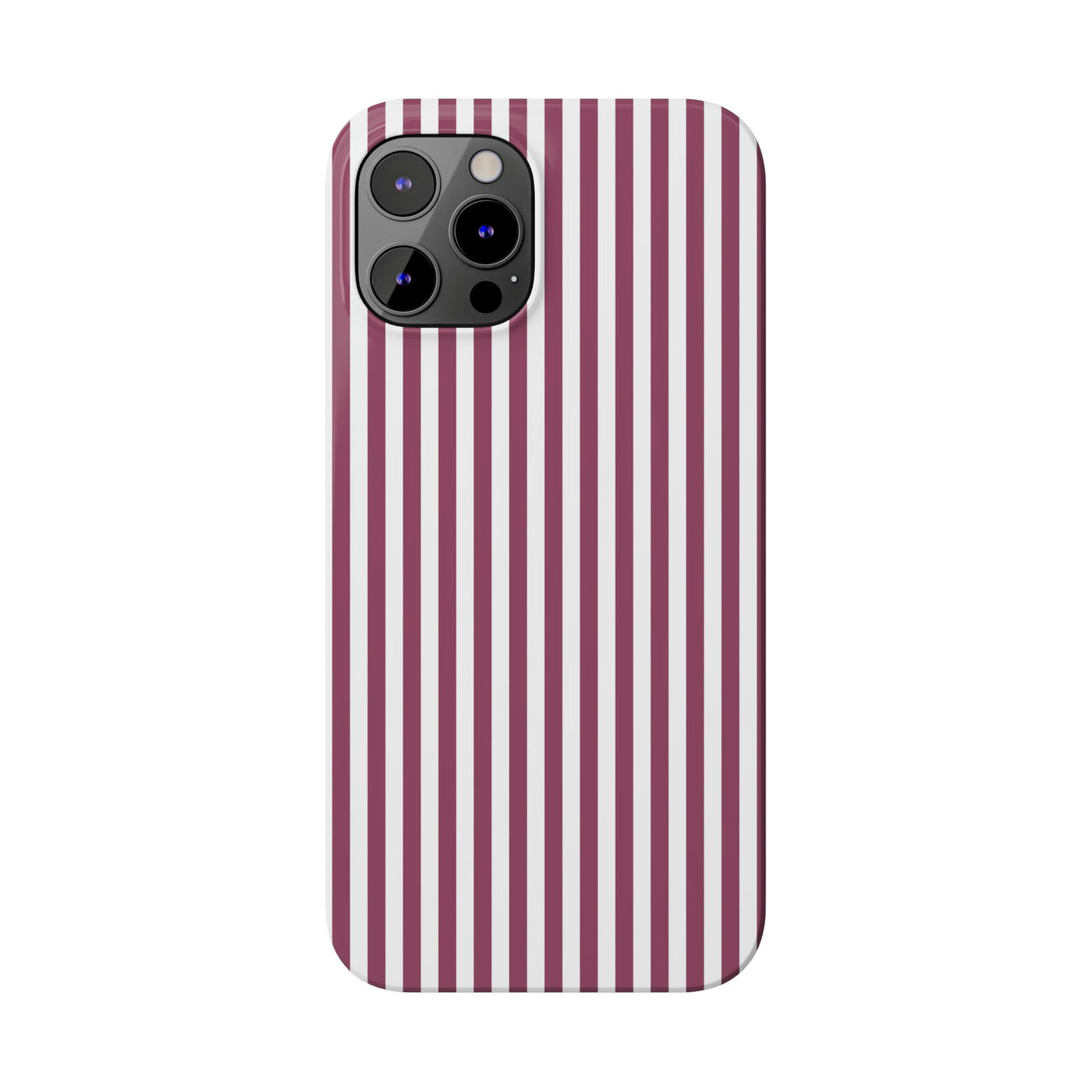 Slim Claret Red Striped Cute Phone Case for Iphone 16 - | iPhone 15 Pro Max Case | iPhone 14 Case Iphone 13 12 11 10 9 8 7 XS X Gift for Her - Studio40ParkLane