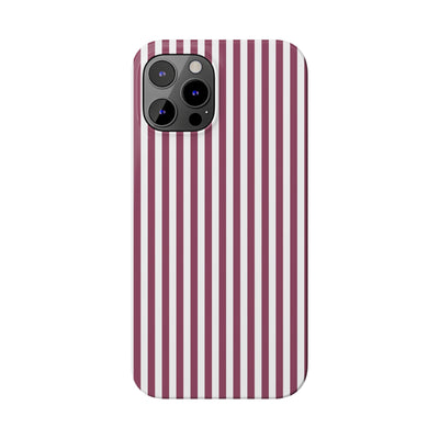 Slim Claret Red Striped Cute Phone Case for Iphone 16 - | iPhone 15 Pro Max Case | iPhone 14 Case Iphone 13 12 11 10 9 8 7 XS X Gift for Her - Studio40ParkLane