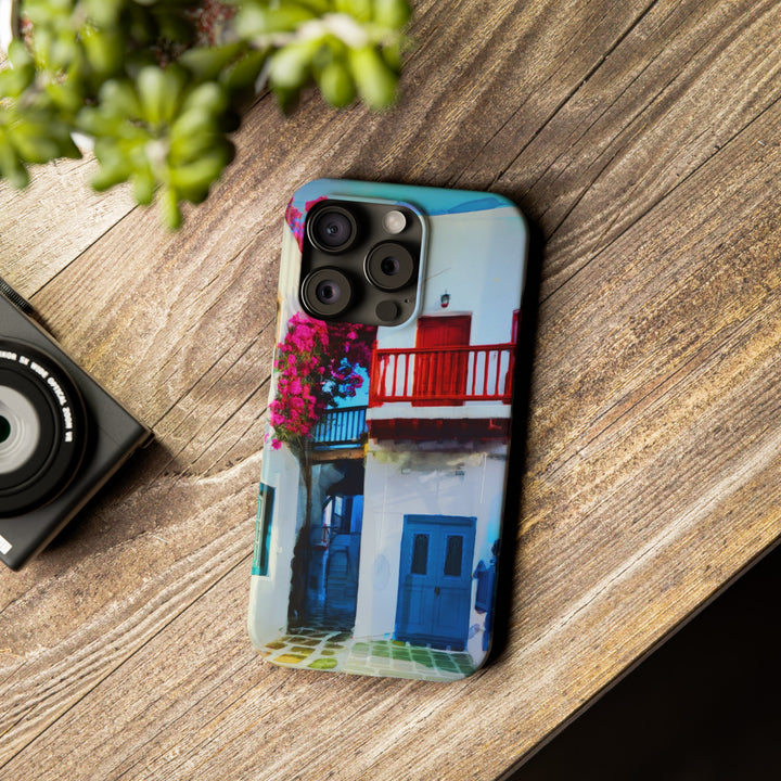 Slim Cute Phone Cases for Iphone | iPhone 15 Case | iPhone 15 Pro Max Case, Iphone 14, Iphone 14 Pro Max, Iphone 13, Colorful Greek Alley Watercolor - Studio40ParkLane