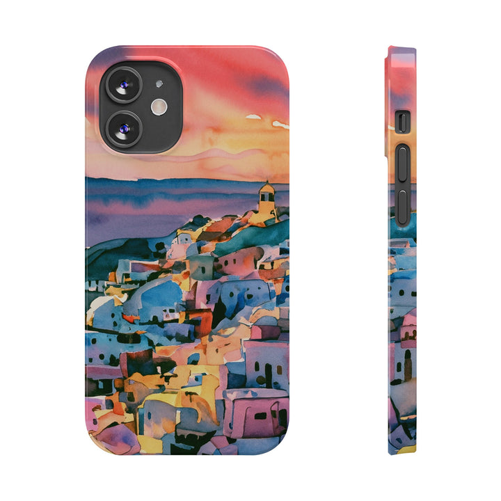 Slim Cute Phone Cases for Iphone | iPhone 15 Case | iPhone 15 Pro Max Case, Iphone 14, Iphone 14 Pro Max, Iphone 13, Colorful Greek House Watercolor - Studio40ParkLane