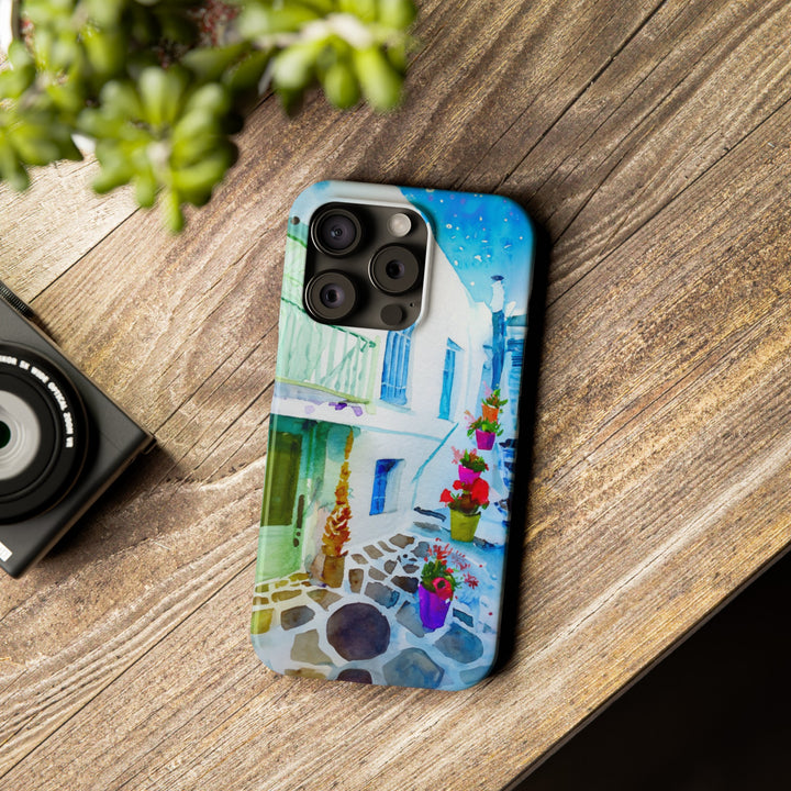 Slim Cute Phone Cases for Iphone | iPhone 15 Case | iPhone 15 Pro Max Case, Iphone 14, Iphone 14 Pro Max, Iphone 13, Colorful Greek Alley Watercolor - Studio40ParkLane