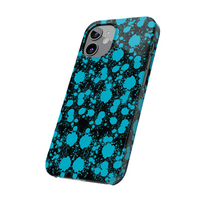 Slim Cute iPhone Cases - | iPhone 15 Case | iPhone 15 Pro Max Case, Iphone 14 Case, Iphone 14 Pro Max, Iphone 13, Blue Paint Blots Splash
